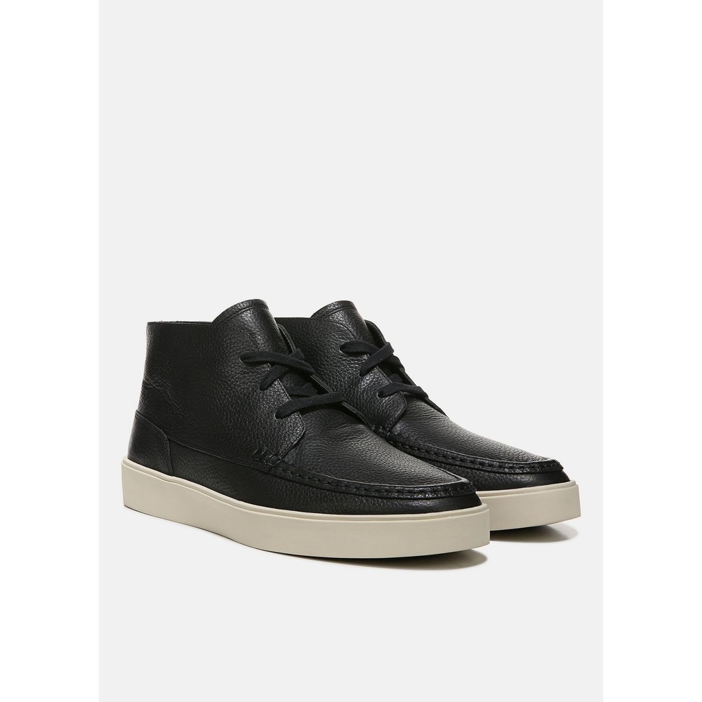 Vince Men Black Pebbled Leather Moc Toe Chukka Sneakers‎ US 12M EUR 46